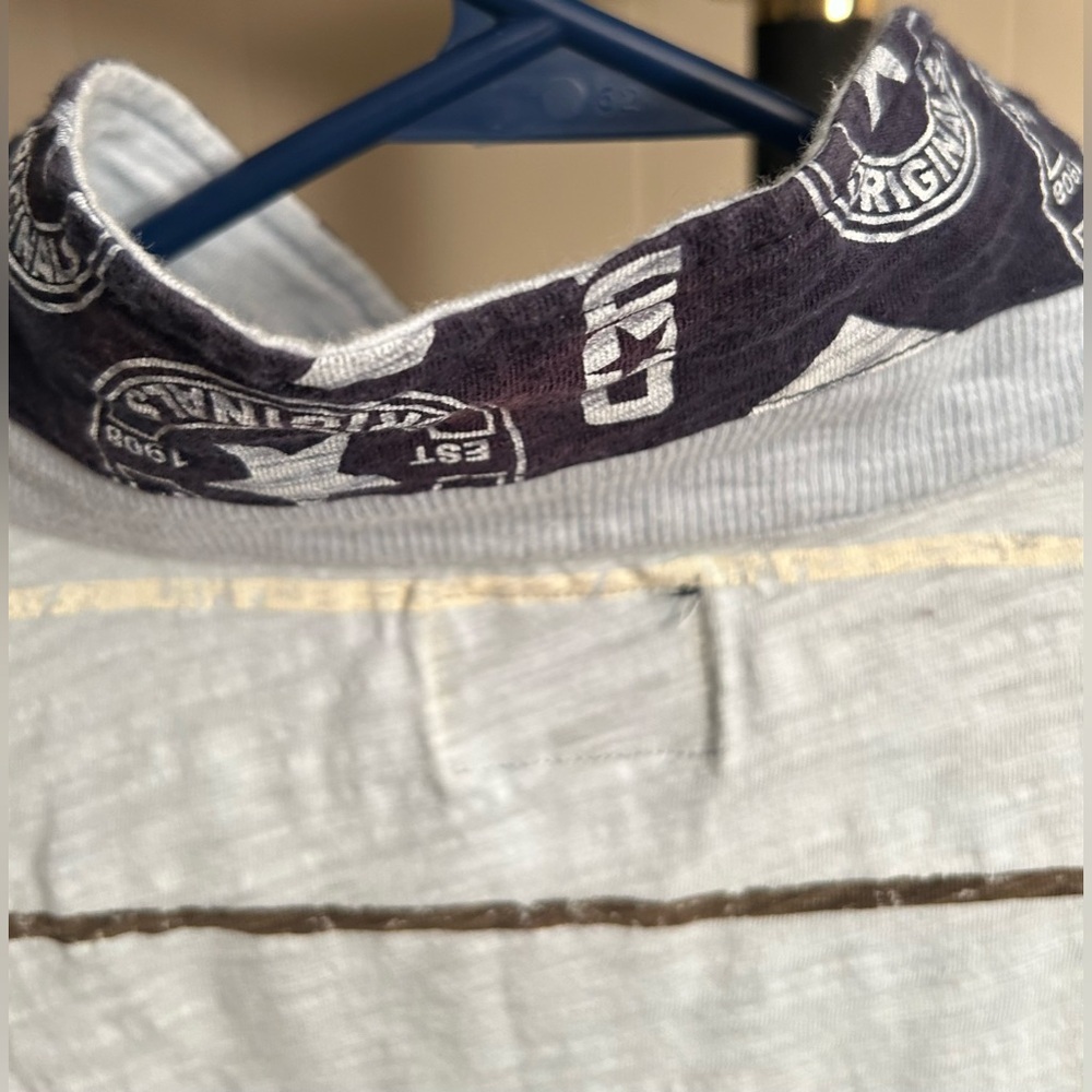 Converse Men's Light Blue and Navy Striped Polo - Picture 9 of 14